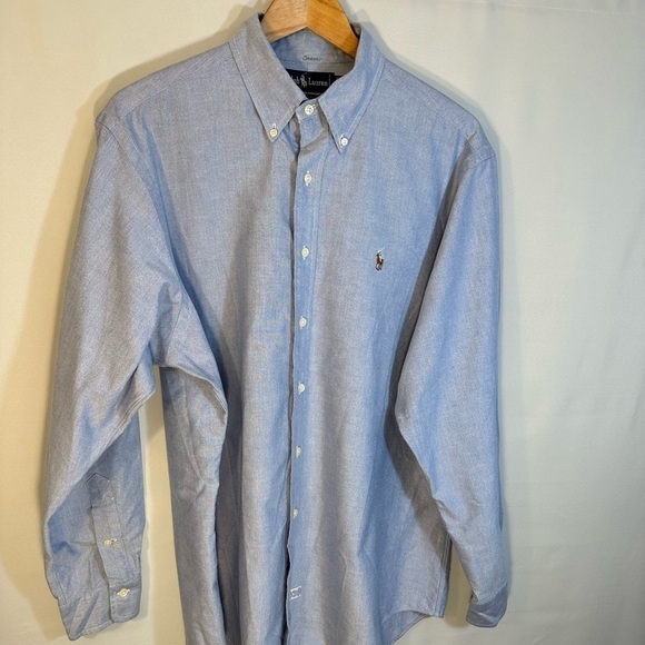 Ralph Lauren Mens 100% Cotton Light Blue Button Down Long Sleeves Shirt 16.5-35 - Picture 8 of 11